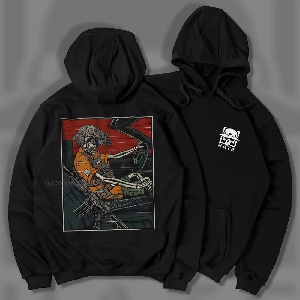 Solid Color Pullover Hoodie Men Women American Street Tide Personalized Pattern Printing Sports Hoodie Spring Loose Couple Tops