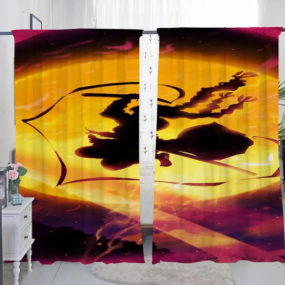 Window Kitchen Curtains for Living Room 2 Pieces Blackout Curtains Door Curtain D-demon S-slayer Partition Bedroom Decoration