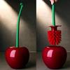 [Creative Toilet Brush] 1pc Creative Cherry-Shaped Toilet Brush with Holder | Novelty Plastic Bathroom Accessory, Reusable Freestanding Toilet Brush