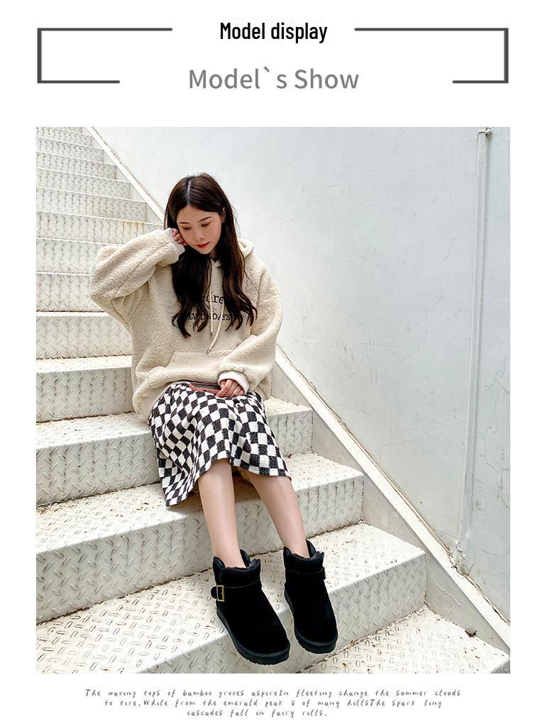 Damen 2025 Neuer Stil Rindsleder Schneestiefel - Bequem, Warm, Vielseitig, Flache Sohle, Kurze Winterstiefel