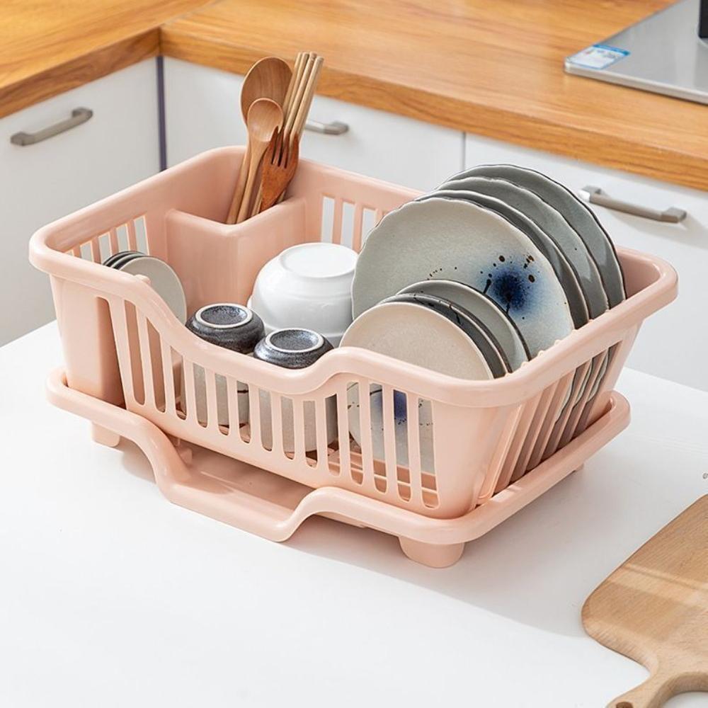 Dish Drying Rack Kitchen Utensils Drainer Rack with Drain Board Countertop Dinnerware Plates Bowls Chopsticks Spoons Organizer