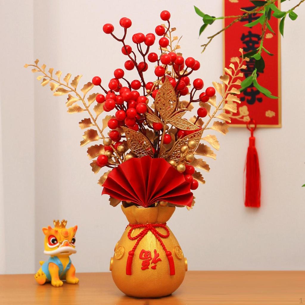 Artificial Flowers Potted Flower Ornaments Decorative Table Centerpieces Year