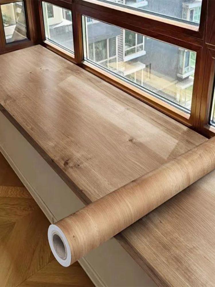 Wood Grain Contact Paper Brown Wooden Wall Cover Self-Adhesive Removable Vinyl Film Easy To Apply For Furniture Kitchen Cabinets