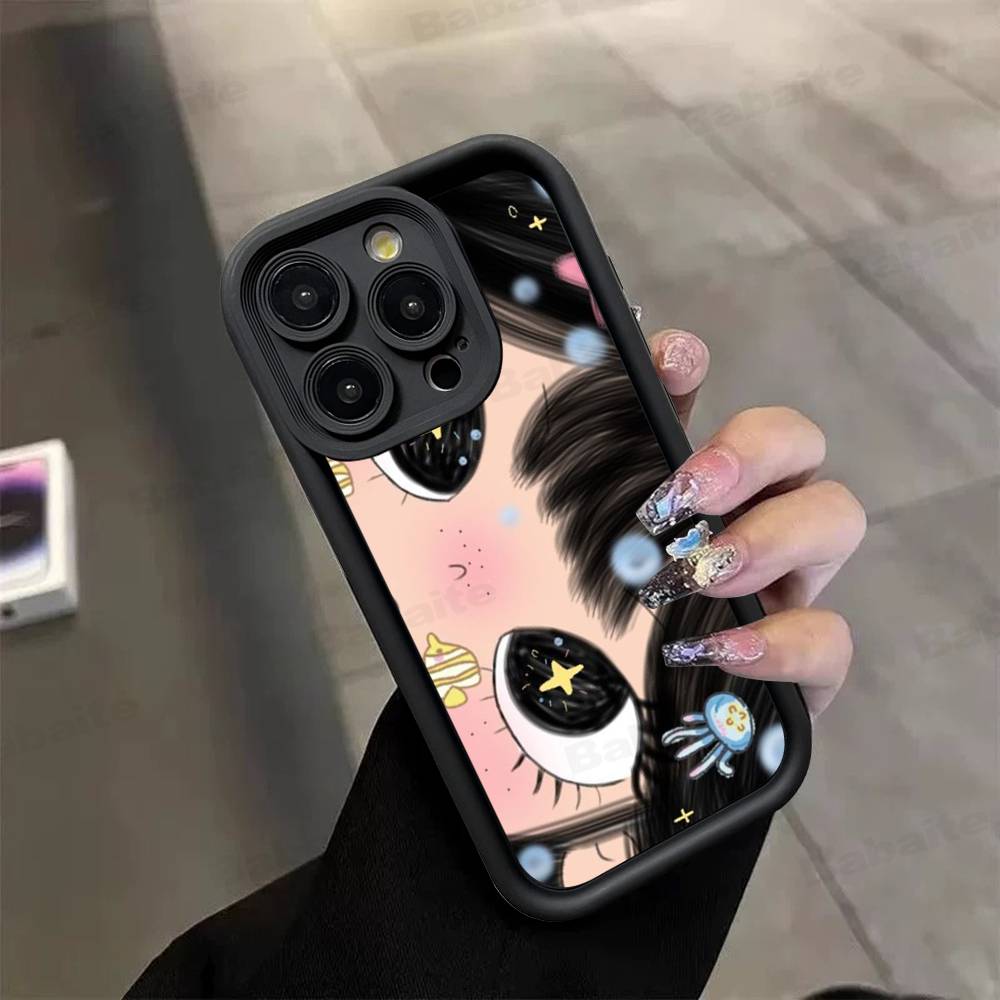 BIG EYES COMIC GIRL Phone Case For IPhone 17 16 15 14 13 12 11 Air Plus Pro Max Soft Back Cover