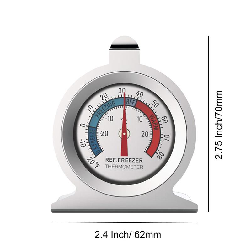 Freezer Thermometers -30~30°C -20~80°F Stainless Steel Fridge Large Dial Gauge Mini Thermo Meters for Refrigerator Cooler