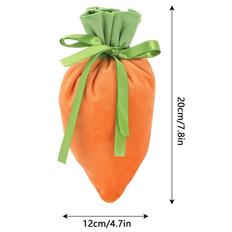 

2/4pcs Easter Carrot Gift Bag Carrot Shaped Velvet Jewelry Basket Drawstring Bags candy Treat bag for Spring Easter party kids 2pcs&20x12cm