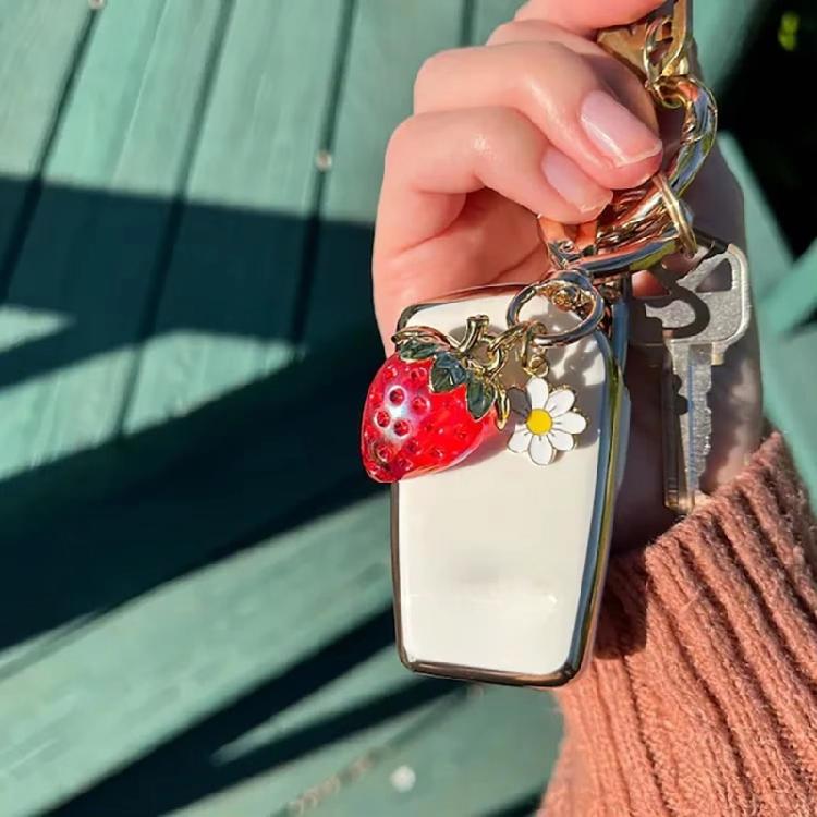 Llavero Decorativo Elegante de Fresa y Flor Colgante de Moda para Bolso Colgante de Teléfono Decoración Elegante para Bolso de Niña