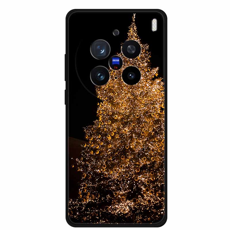 Christmas Cover For Vivo X200 Pro 6.78"Black Silicone Case For vivo X200 Pro mini 6.31" TPU Santa Claus ChristmasTree Back Cover