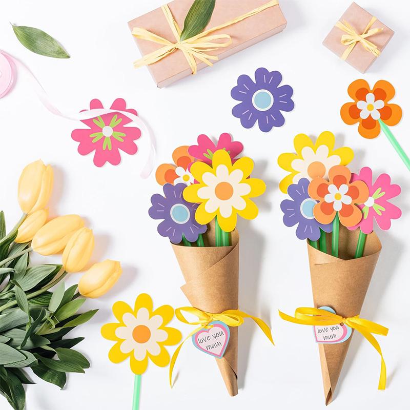 Blomsterbuket Håndværksæt 24 Stk Lærerapprecieringsuge Mors Dag Blomster Fødselsdagskort DIY Søster Første Tillykke Kort
