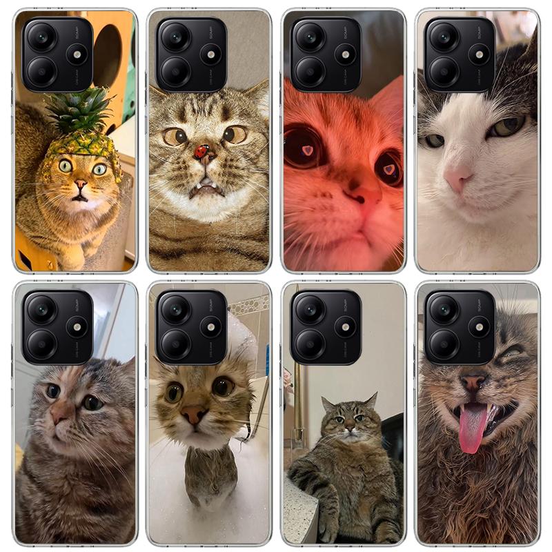 Pet Cat Funny Memes Phone Case For Xiaomi Redmi Note 10 11 12 13 14 15 Pro Plus 11S 12S 14S 11T 11E 10S Soft TPU Back Cover Redm