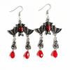 Dark Gothic Red Vampire Bat Blood Necklace & Earring Set - Three Pieces