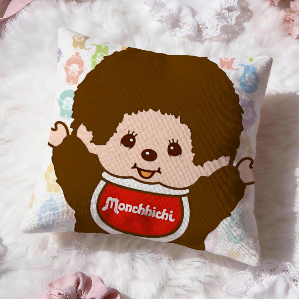 Tecknad M-Monchhichi Kuddfodral Premium Komfort Vändbart Kuddfodral - Två i Ett Design för Alla Rum & Bilinteriör