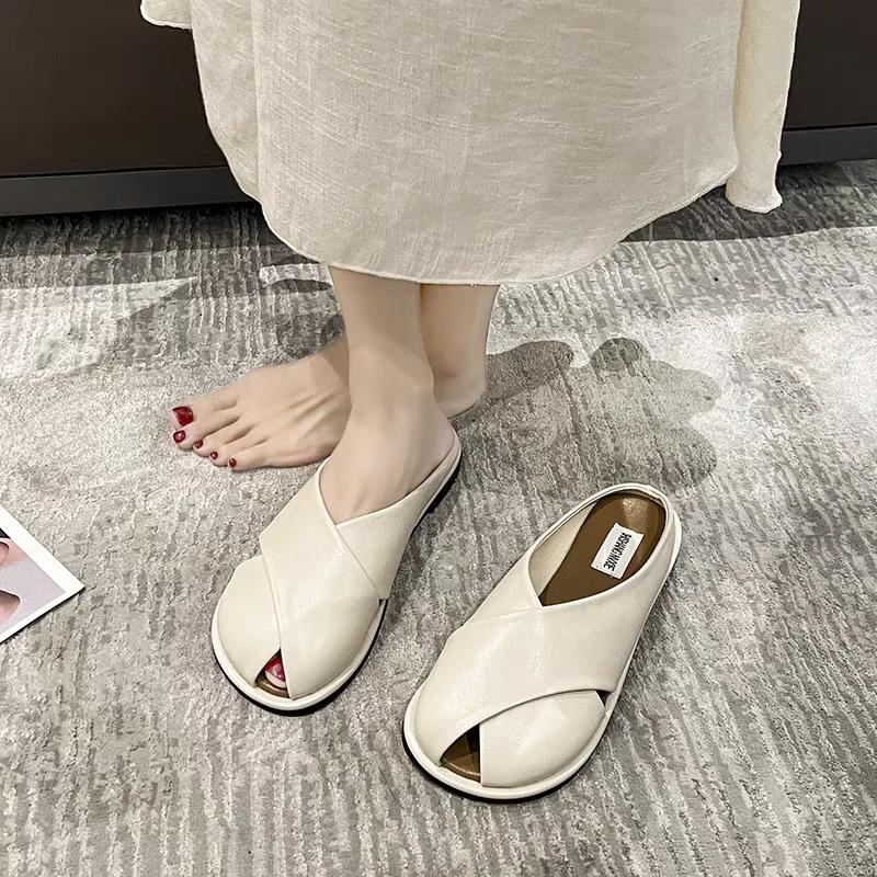 Low Heel Woman Slippers Round Toe Sandals New Collection Chic and Elegant Shoes for Women Comfortable Elegan Easy Wears Slides