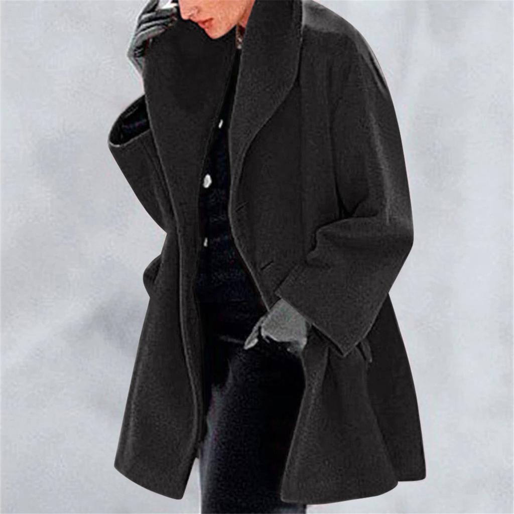 Womens Winter Wool Coat Trench Jacket Ladies Warm Slim Long Overcoat Outwear