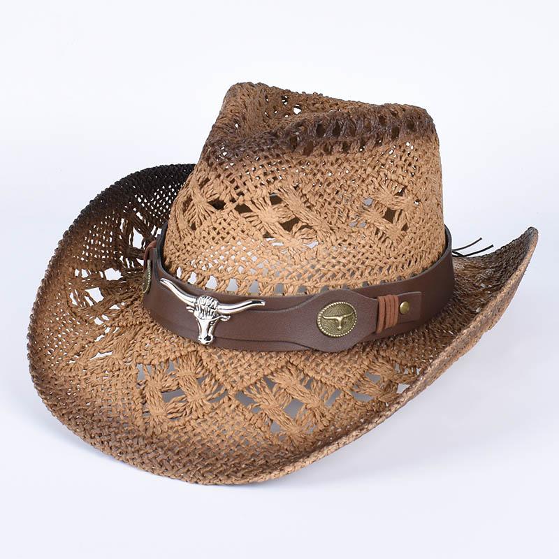 Summer Sun Hats 2026 Western Cowboy Hat for Women Men Hollow Out Vintage Panama Beach Jazz Cap Straw Sun Protection Hat
