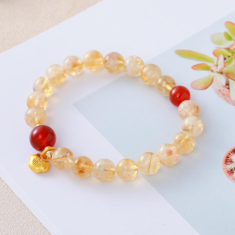 

Natural citrine bracelet, agate crystal bracelet.fashion women daily jewelry gift