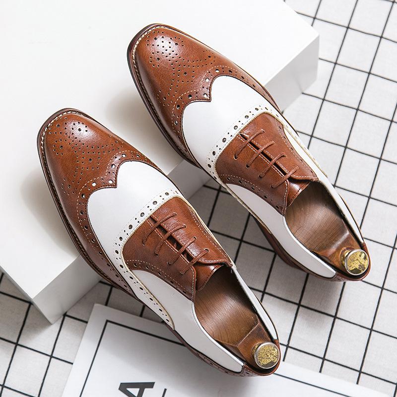 Herren Loafer aus Brogue-Leder, groß, lässig-geschäftlich, Größe 48, Britischer Schnürstil