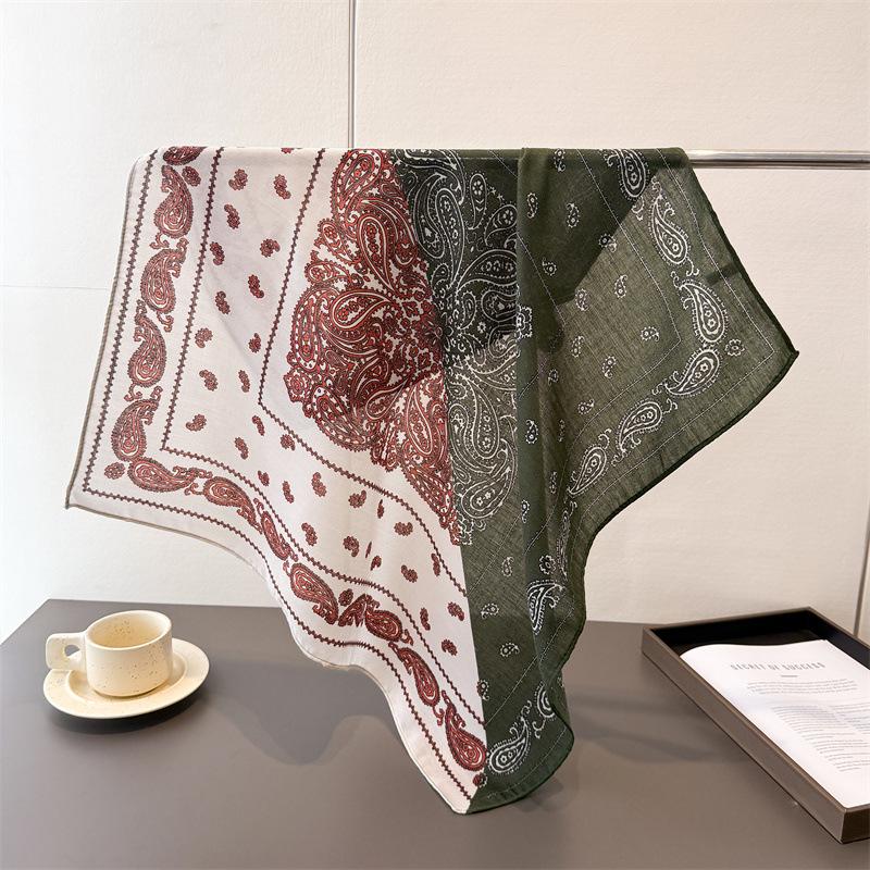 Trendy Print Square Scarf For Women Cotton Velvet Neck Scarf Shawl Warp Elegant Neckerchief Bandanas Ladies Hijab