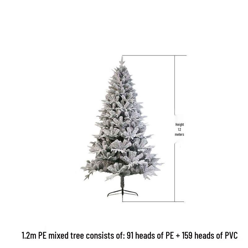 White Dense Flocked Christmas Tree - PE+PVC Mix, Living Room Ornament & Decoration