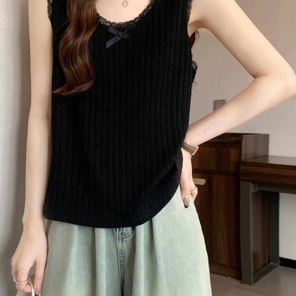 Spring/Summer 2026 Women's Plus Size Lace Trim Loose Camisole Tank Top