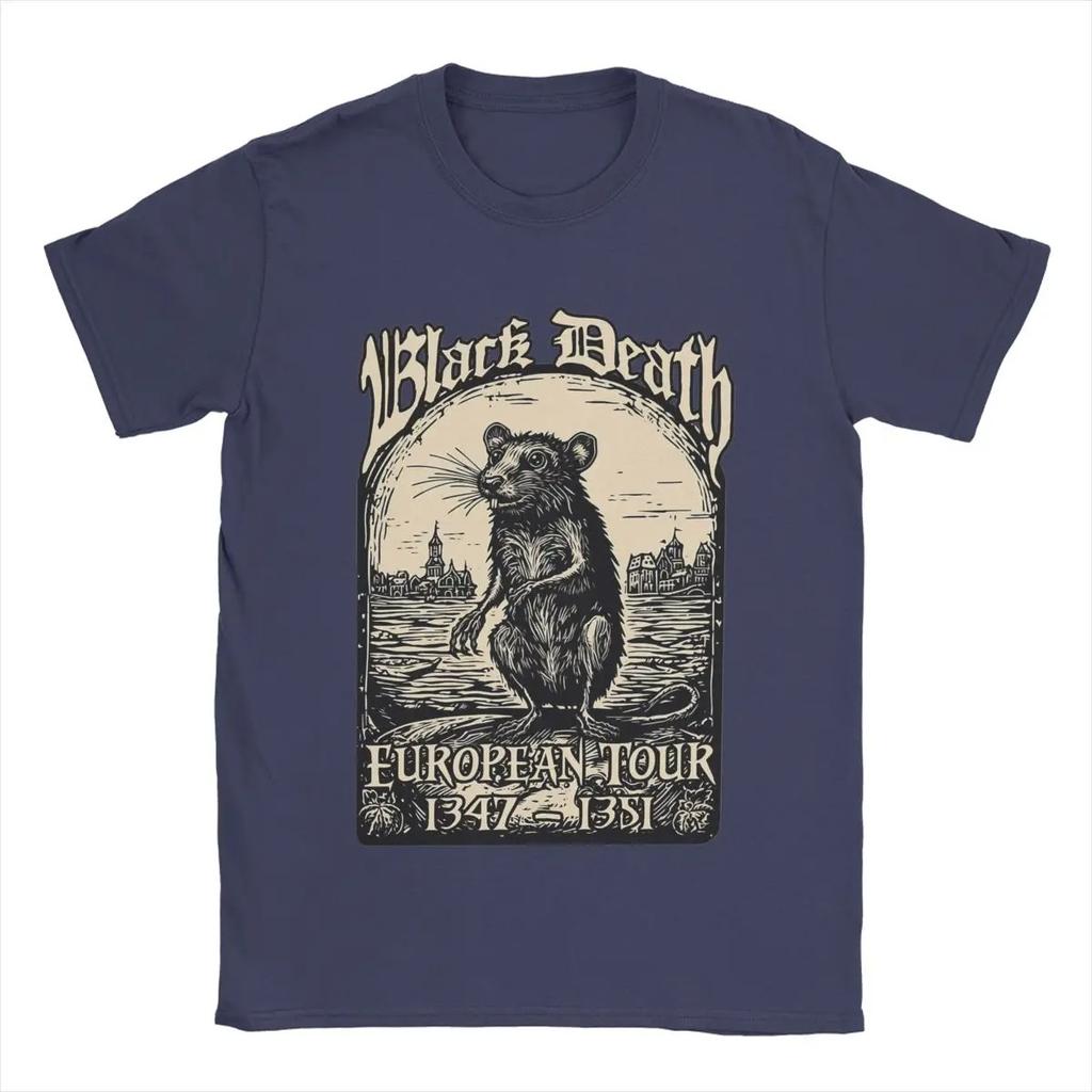 Men's Black Death European Tour 1347-1351 T Shirts 100% Cotton Clothing Funny Round Neck Tee Shirt New Arrival T-Shirts Couples