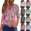 Damska Codzienna Modna Dekolt V Luźna Wszechstronna Kwiatowy Wzór Rękawy Trzyczwarte