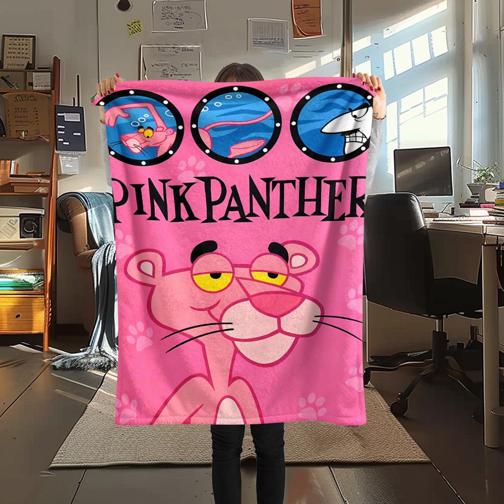 

1Pc Pink Panther Print Flannel Blanket, High quality Comfortable for All Seasons, Home Decor, Warmth and Comfort, Perfect for Christmas Gifts 80cm x 120cm