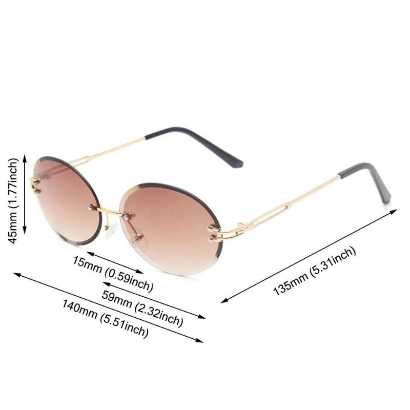 Fashion Female Luxury Design Gradient Sunglasses Women Trendy New Rimless Oval Shape Eyewear Men Outdoor Eye Protection Sun Glasses