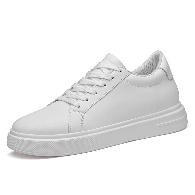 7716 Herren Retro Weiße Plateau Leder Schuhe - Höhensteigernd, Dicke Sohle, Lässige Low-Top Frühjahrs Sneaker