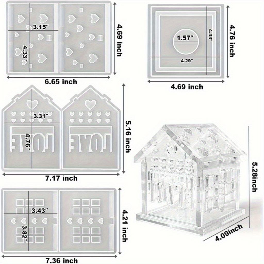 3D Combined Heart House Tealight Holder Silicone Mold, House Candle Holder Mold for Epoxy Resin