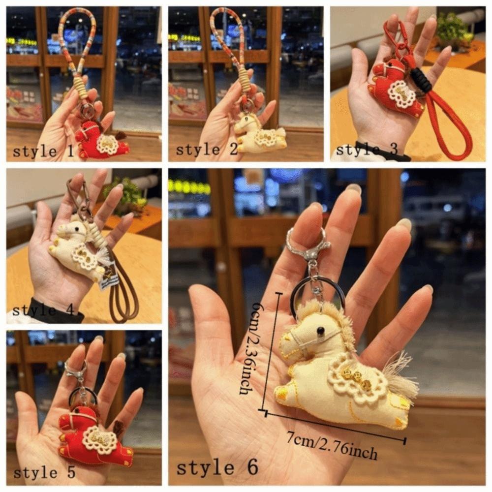 Chinese Style Pony Keychain Cartoon Stuffed Animal Keyring Kawaii Pony Pendant  Car Decoration