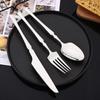16Pcs Silver Dinnerware Set Knife Fork Coffee Spoon Cutlery Set Stainless Steel Flatware Western Kitchen Silverware Tableware