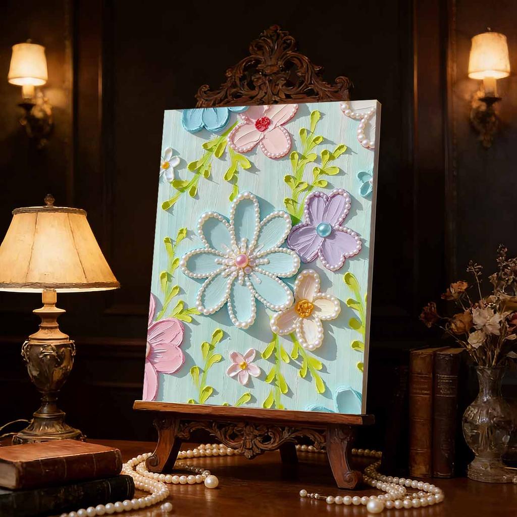 DIY Pearl Painting Set Colored Flowers Pattern Home Decoration Handmade Sticky Diamond Creative Canvas Pearl Art Painting Crafts Perfect Gift