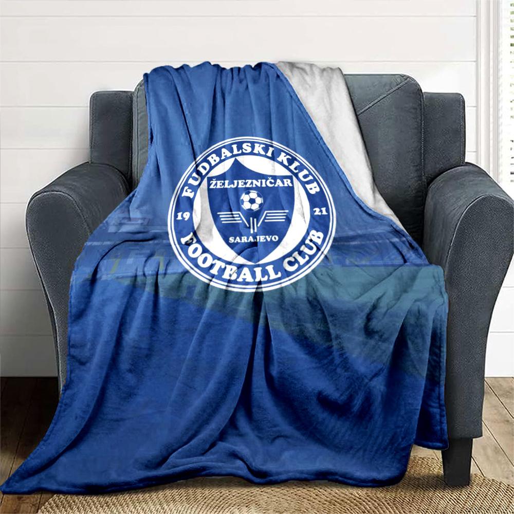 FKŽ Club Print Flannel Blanket High Quality Warm Comfortable Cover for All Seasons Perfect for Gifts Home Decor