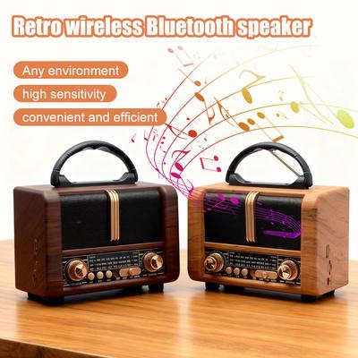 Vintage Wireless Speaker with FM Radio Bluetooth USB TF Mp3 TWS Wood Design