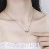 Simple Micro Inlaid Zircon Double Interlocking Circle Pendant Clavicle Necklace For Women