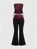 American Autumn Leopard Patchwork Y2K One-shoulder Strapless Backless Tank Top & Pants Set