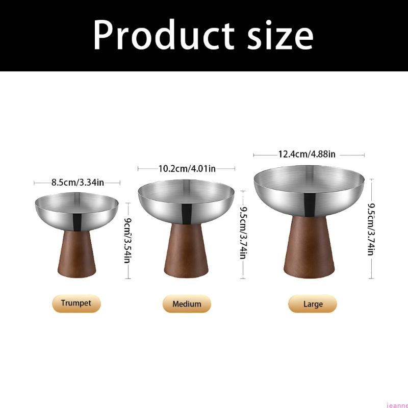 Premium Stainless Steel Dessert Cup With Wooden Stand High Footed Serving Dish Ideal For Ice Cream And Salad