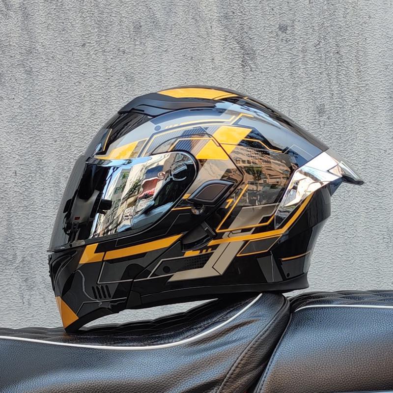 E5GOrz Flip-up Motorcycle Helmet for Men & Women – Full Face, All-Season with Bluetooth Slot, Big Tail Wing, 3C Certified