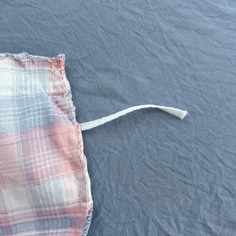 Washed Skin-friendly Bedding Set Sheet Pillowcase Quilt Cover Lattice