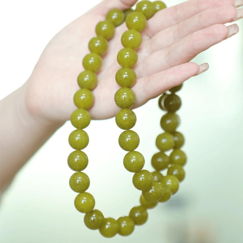 Liaoning Avocado Jade Mala Bracelet Necklace Set