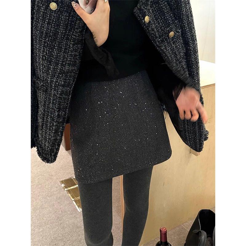 2026 Autumn High-Waisted A-Line Skirt for Petite Women – Anti-Exposure, Shiny Finish