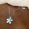Retro Bow Flower Tiger's Eye Stone Water Drop Necklace Clavicle Chain Cold Wind Necklace Women