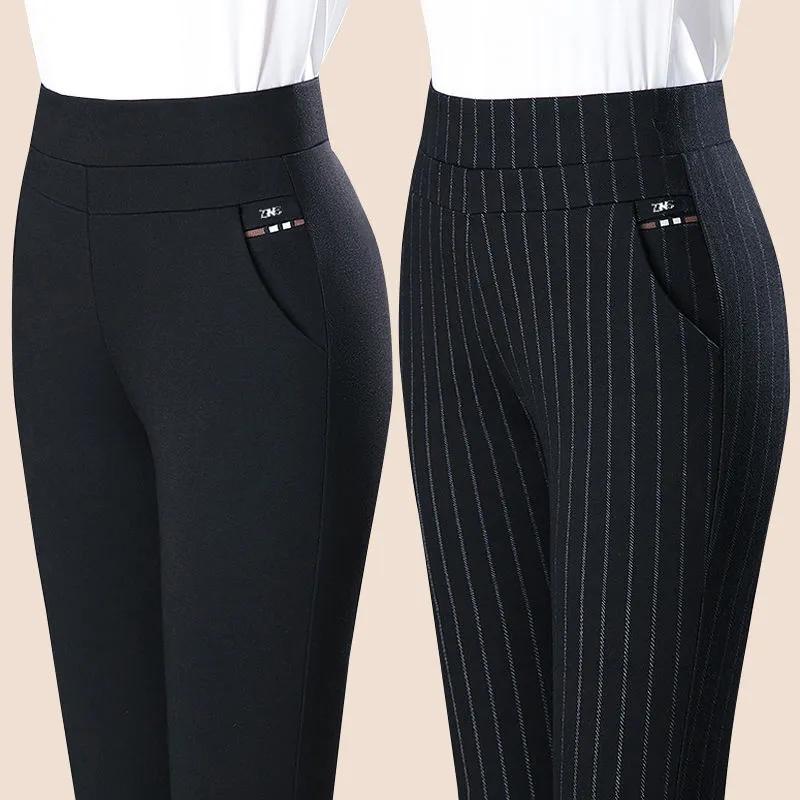 Damskie spodnie z elastyczną talią na co dzień proste spodnie damskie spodnie damskie w paski ołówkowe