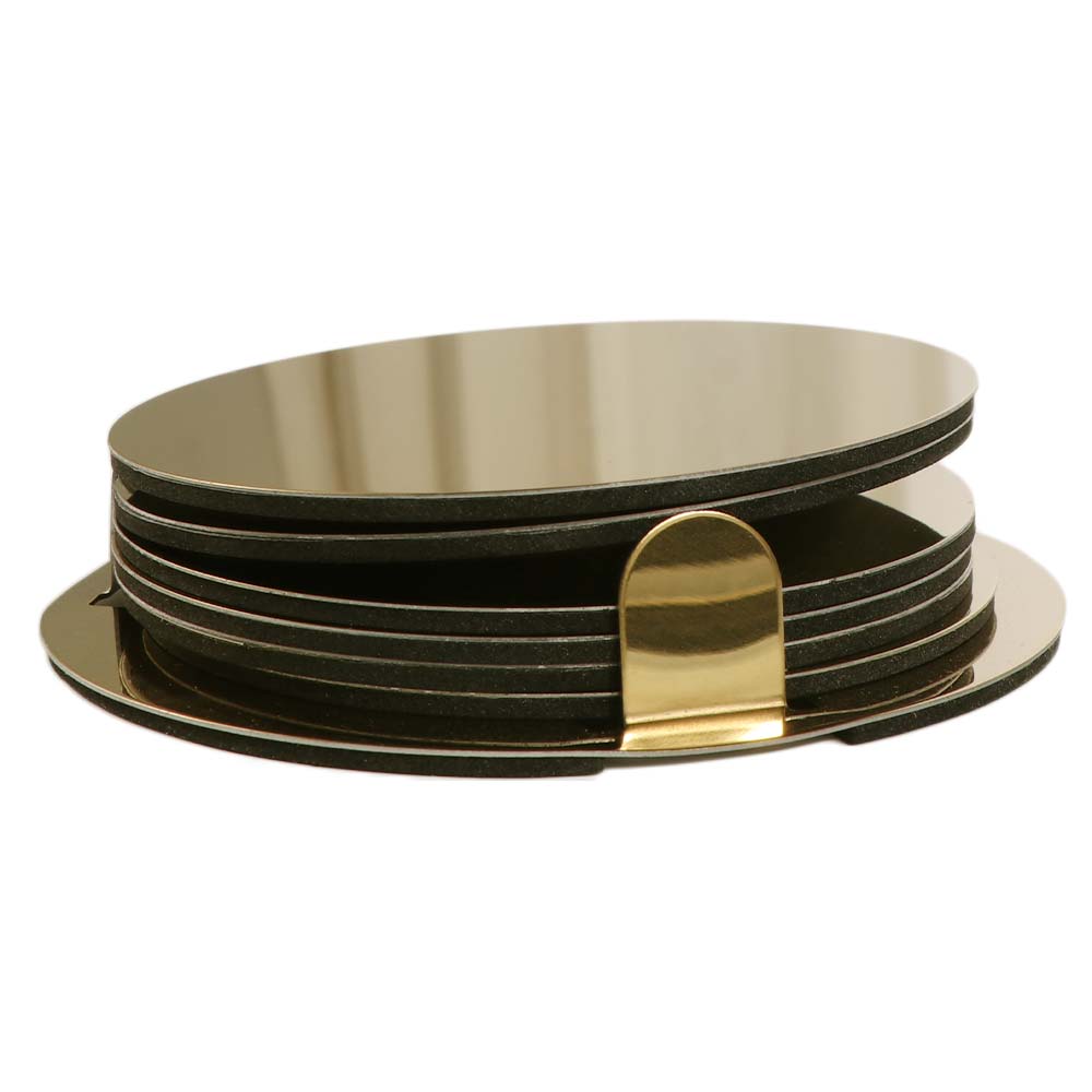 Round Gold Stainless Steel Coaster Set Mirror-like Drink Pad Multi-Function Mug Cushion  Bowl