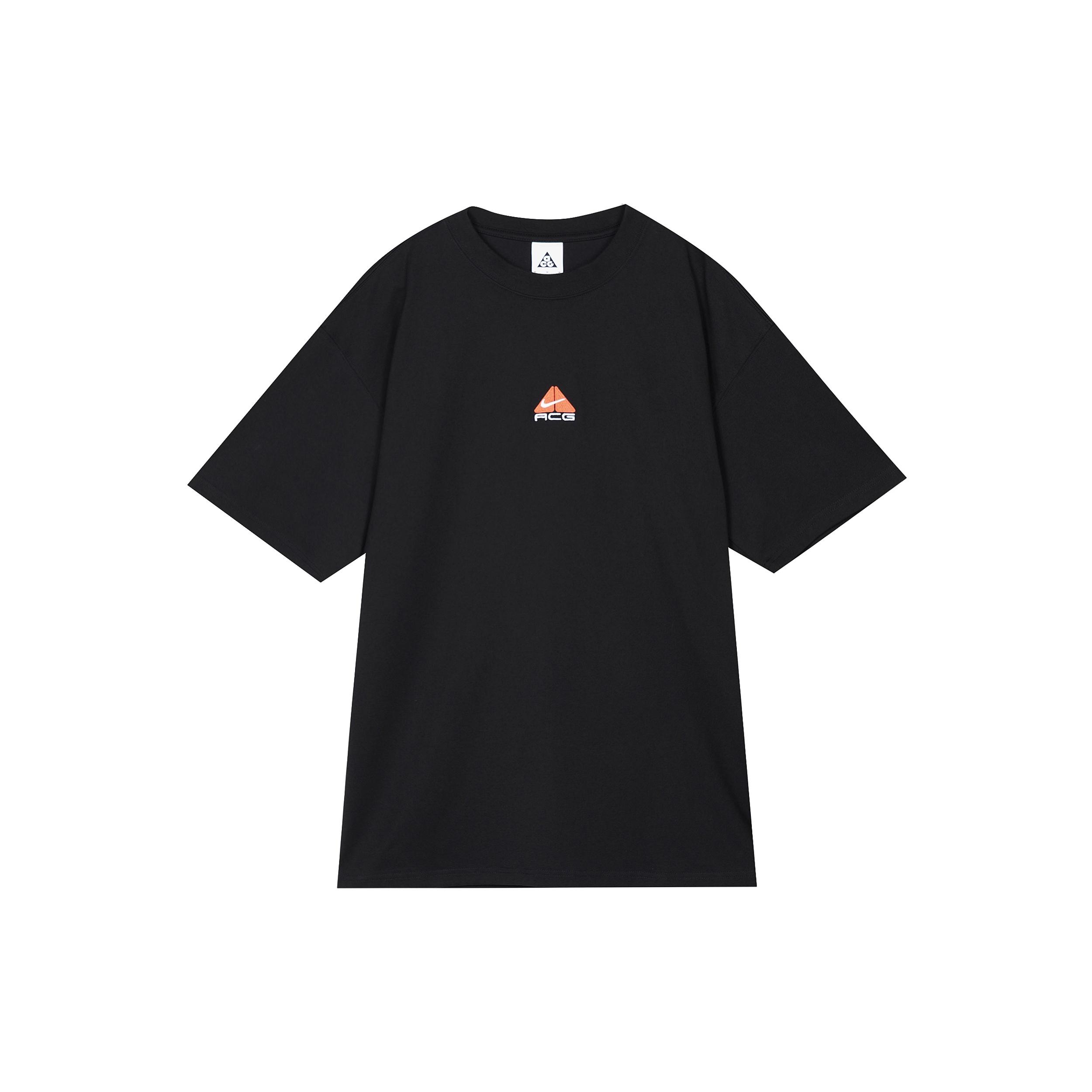 Nike ACG Logo Embroidered Pattern Loose Round Neck Short Sleeve Black Men s DQ1815-010 M