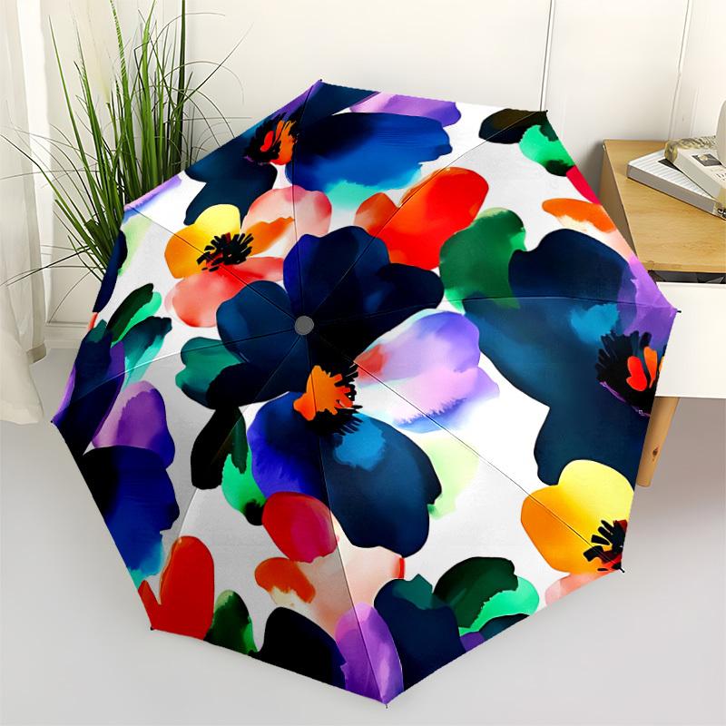 

1pc Floral Pattern Umbrella Portable Folding Umbrella Durable Iron Frame, Suitable for All Seasons Home Travel Outdoor yy260319063