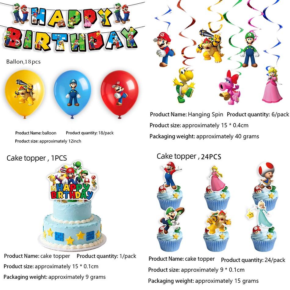 

Gold Coin Bros Birthday Banner Figures Party Streamers Happy Birthday Favors Background Shower BoysGirl Gifts Toy Party Supplies