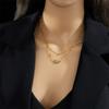 Gold Plated Stainless Steel Evil Eye Double Layer Satellite Chain Necklace for Women