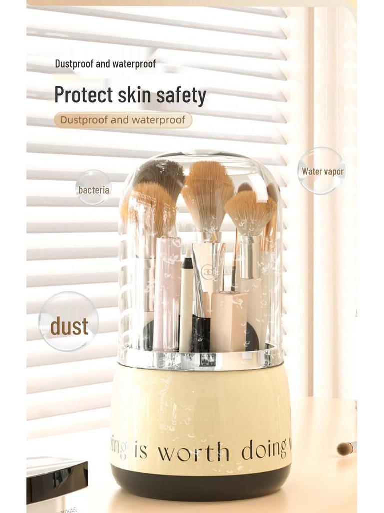 Luxuriöser drehbarer Make-up-Pinsel- & Kosmetik-Aufbewahrungseimer - Staubdichter Halter für Lippenstift & Augenbrauenstift